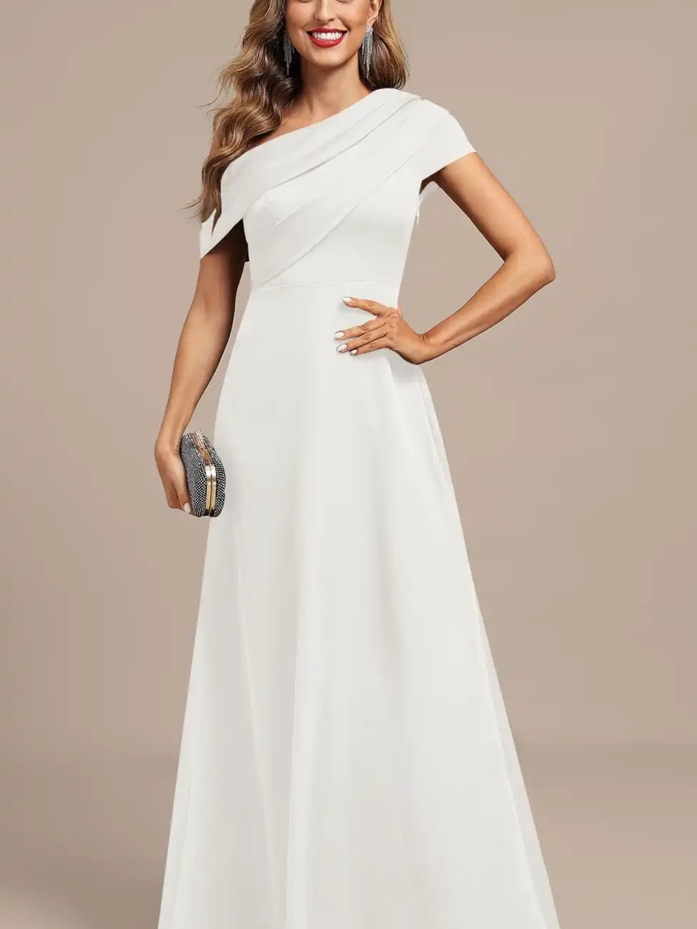 NWT JJ's House Kinslea One Shoulder Pleated Crepe Maxi Size 6 Wedding Evening